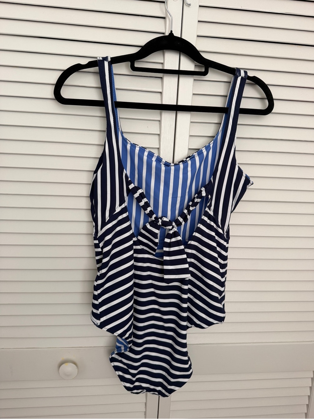 NWT Tommy Bahama Navy and White Striped Reversible One-Piece Swimsuit Size 12 - Picture 2 of 6